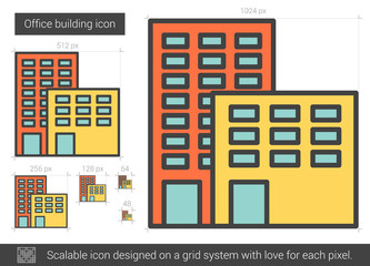 Sticker - Office building line icon.