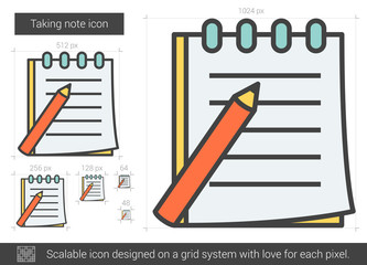 Canvas Print - Taking note line icon.