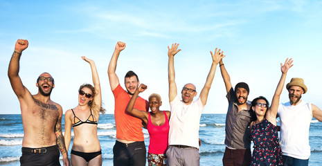 Wall Mural - Young People Standing Near Sea Concept