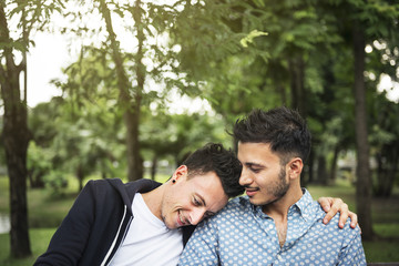 Wall Mural - Gay Couple Love Outdoors Concept