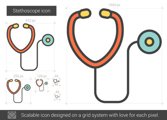 Poster - Stethoscope line icon.