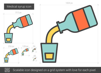 Sticker - Medical syrup line icon.