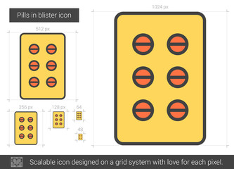 Sticker - Pills in blister line icon.