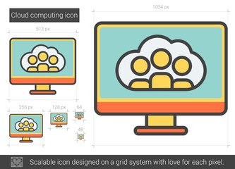 Poster - Cloud computing line icon.