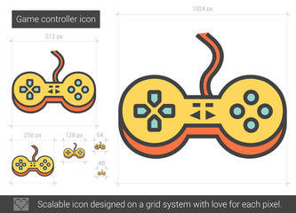 Poster - Game controller line icon.