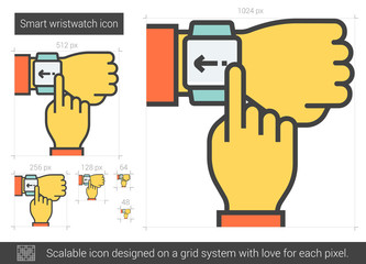 Sticker - Smart wristwatch line icon.