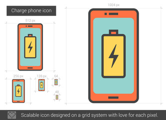 Poster - Charge phone line icon.
