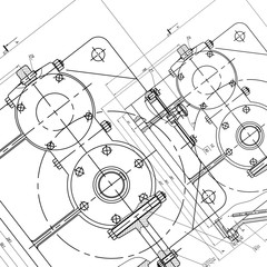 Wall Mural - Mechanical Engineering drawing. Engineering Drawing Background. Vector.