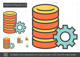 Poster - database configuration line icon.