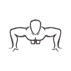 Sticker - man silhouette exercising push ups front vector illustration eps 10