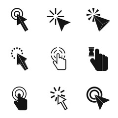 Wall Mural - Pointer icons set. Simple illustration of 9 pointer vector icons for web