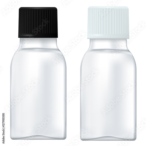 Medicine bottle. Small white bottle with plastic cap Canvas Print