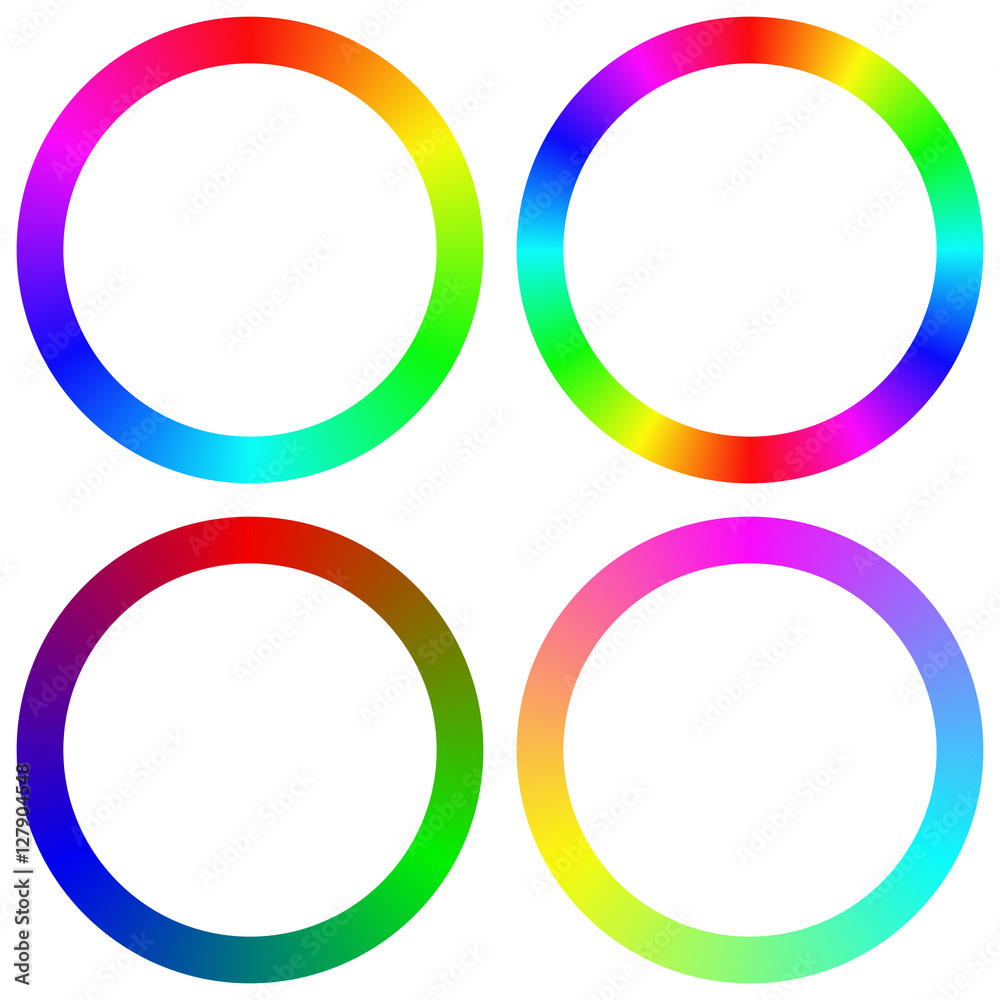 Vector de Stock Isolated gradient rainbow circle color palette set ...