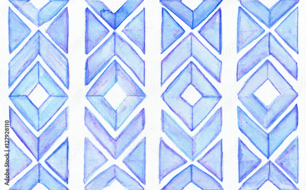 Imperfect Geometric Pattern Design Seamless watercolor texture, based on blue hand drawn imperfect shapes ...