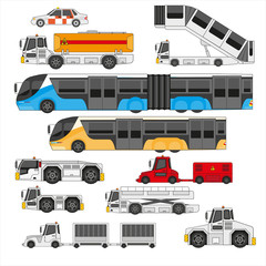 Airport ifrastructure transportation flat set.