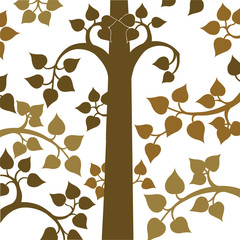  Golden Bodhi tree symbol with Thai style isolate
