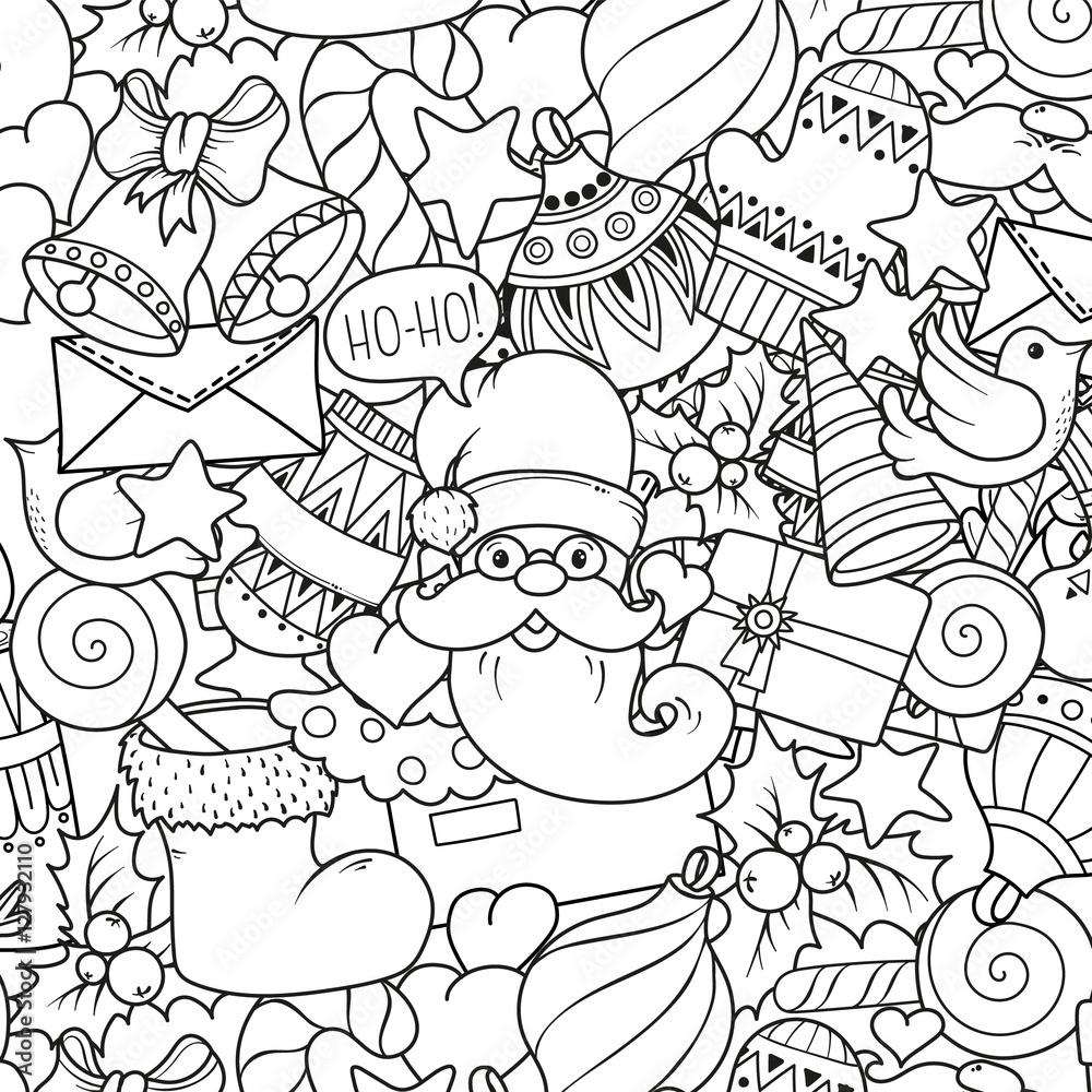 stock-vektorgrafik „merry christmas set of xmas monochrome pattern