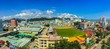 Holiday resort Nha Trang city centre Vietnam Asia with a kaleidoscope of bright over saturated colours. Tropical climate far east vacation destination.