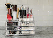 Makeup Organizer With Items.