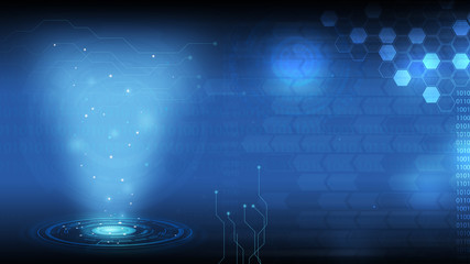 Wall Mural - blue technology background and abstract digital tech circle.