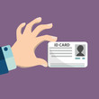 Illustration of hand holding the id card