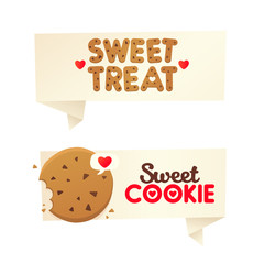 Two banners confectionery. Sweet cookie labels, logos and emblems