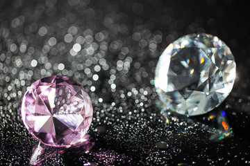colorful diamonds and bokeh background