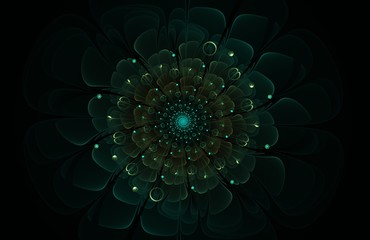 Aufkleber - abstract green fractal flower computer generated image