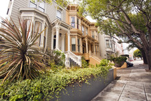 Row Of San Francisco Victorian Homes. Horizontal.