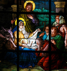 Papier Peint - Nativity Scene at Christmas - Stained Glass