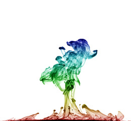 Naklejka na meble Multicolored jetstream ink in water on a white background