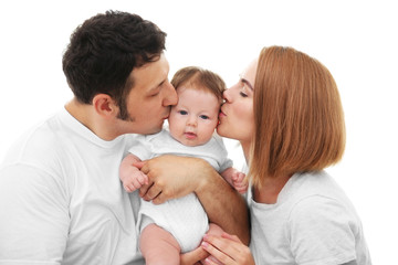 Parents with baby at home