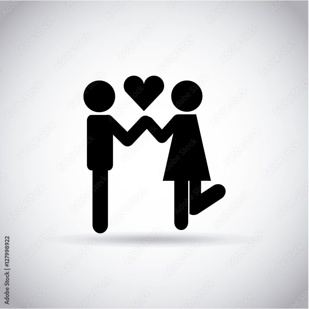 couple in love with heart icon over white background. pictogram design ...