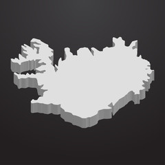 Poster - Iceland map in gray on a black background 3d