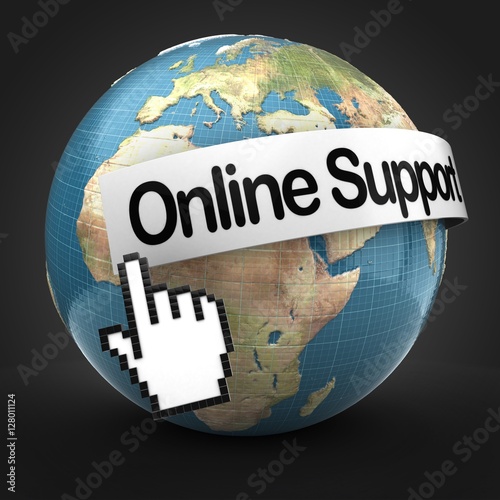 3d Illustration Of Earth Globe Over Black Background With Online