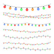 Christmas holiday garland lights in flat style vector set