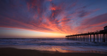 Panoramic Of Kitty Hawk Pier House At Sunrise In The Outer Banks