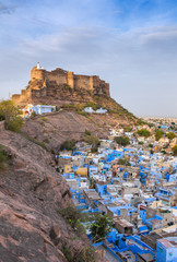 Wall Mural - Blue city and Mehrangarh fort on the hill in Jodhpur, Rajasthan, India