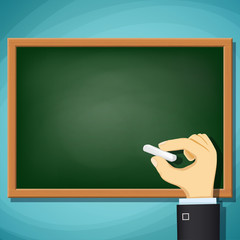 Wall Mural - Human hand writing in chalk on the blackboard. Stock Vector cart