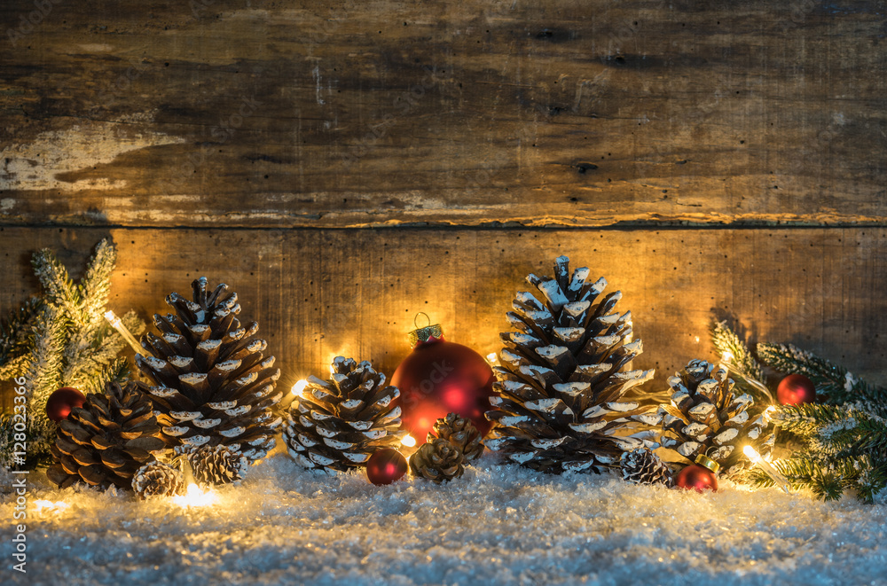 Weihnachten Lichter Stimmung mit Dekoration rustikal traditionell Stock-bilde