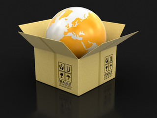 Poster - Open package with Globe. Image with clipping path