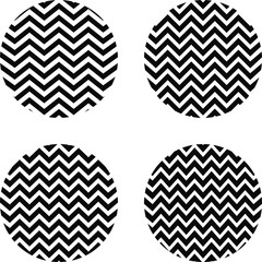 Poster - set of circles with a zigzag pattern, a circle with curved lines of zigzag pattern with a different number of curves, vector for vintage textiles