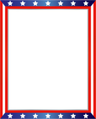 Wall Mural - USA flag symbols frame border on white background with copy space for your text and images. American patriotic frame.