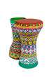 Colorful painted goblet drums (chalice drum, darbuka, doumbek, dumbelek, toumperleki, tablah) single head membranophone with goblet shaped body used mostly in the Middle East, North Africa, South Asia