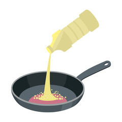 Frying pan with butter isolated. Kitchen utensils for cooking fo