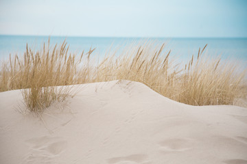 beautiful white sand dunes at the sea beach