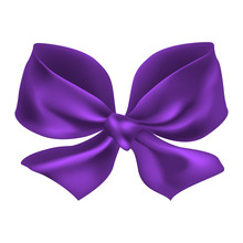 Purple Bow Isolated On White Background. Vector Illustration.