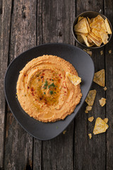 Canvas Print - Hummus, spices, rosemary and bread crisps