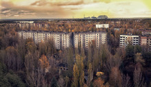 Vew From Roof Of 16-storied Apartment House In Pripyat Town, Chernobyl Nuclear Power Plant Zone Of Alienation, Ukraine