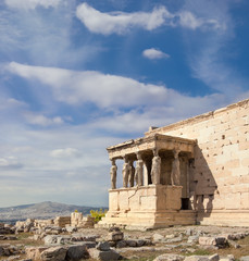 Fototapete - Erechtheion temple Acropolis of Athens with famous Caryatides